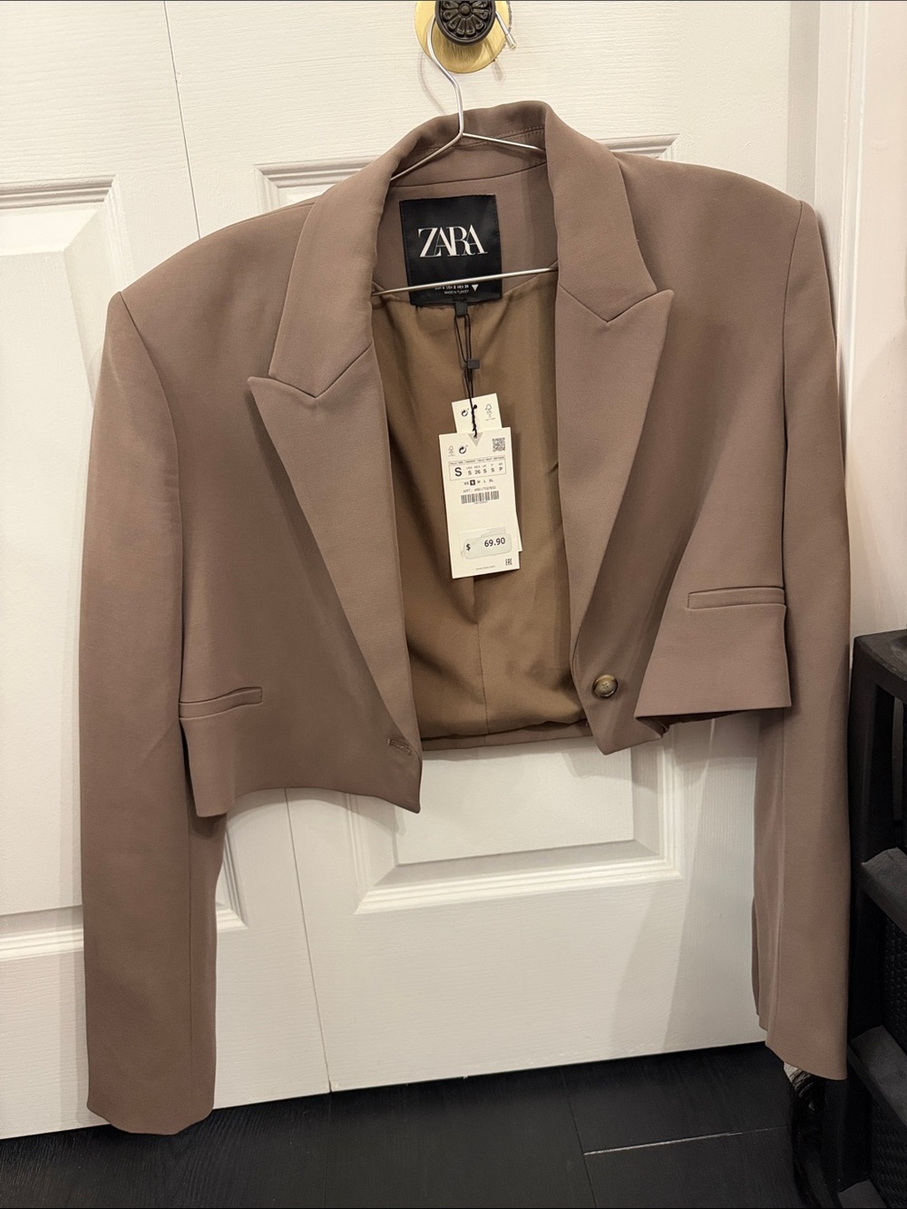 Zara Mauve-Taupe Single-Button Blazer